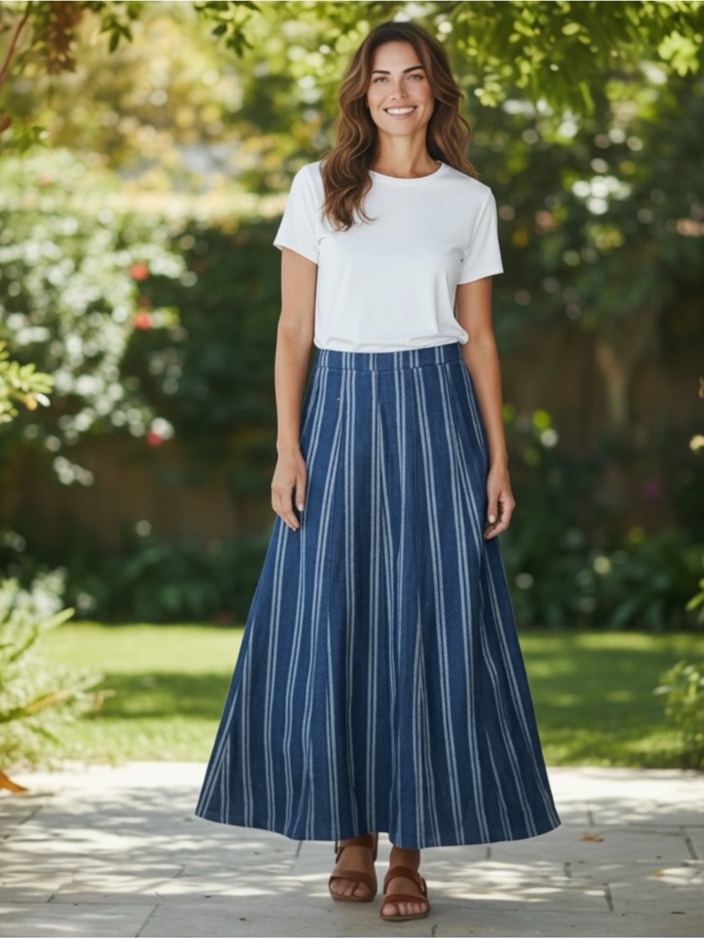 AVA JEANS BLUE LONG DENIM SKIRT L